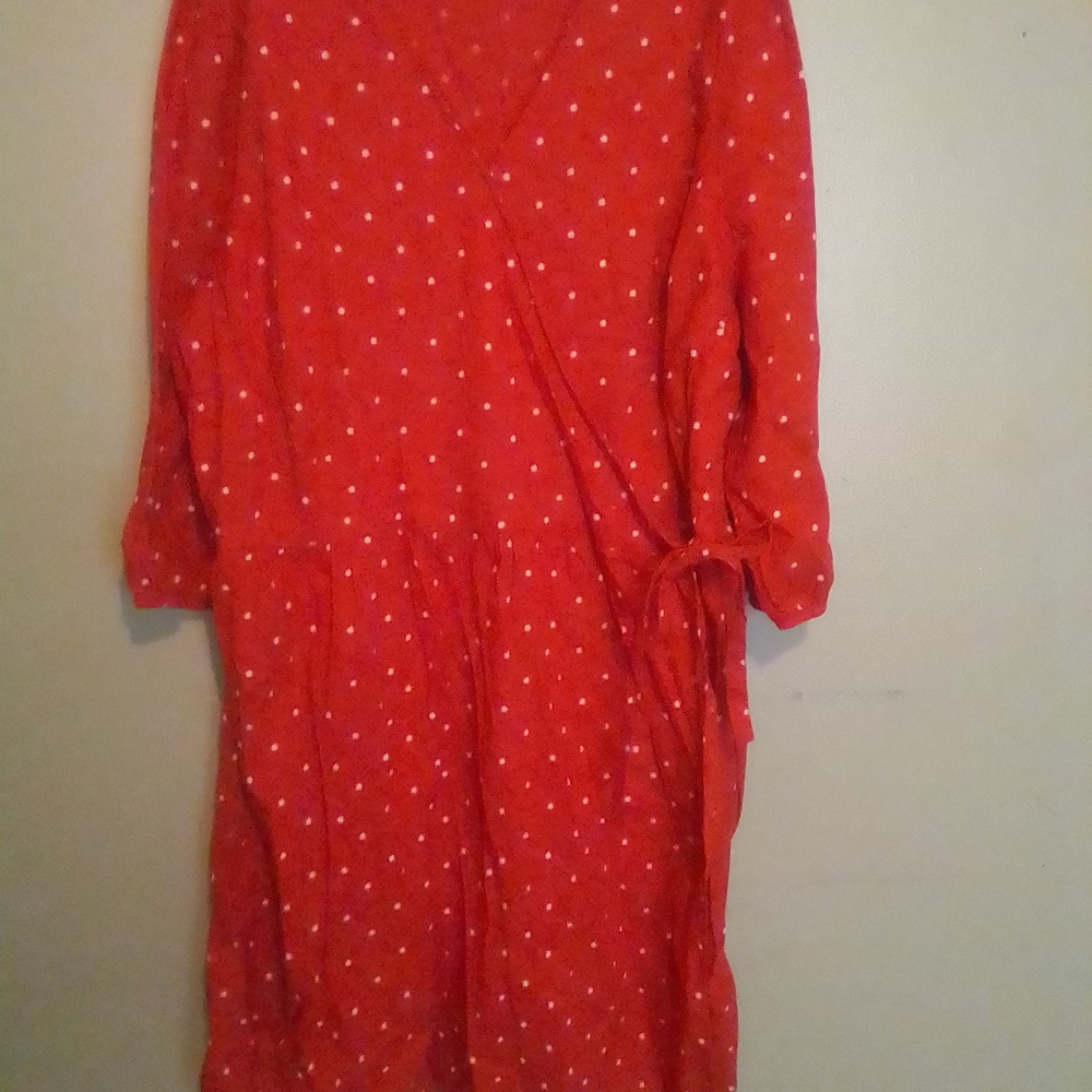 Old Navy Red and White Ruched Wrap Sundress